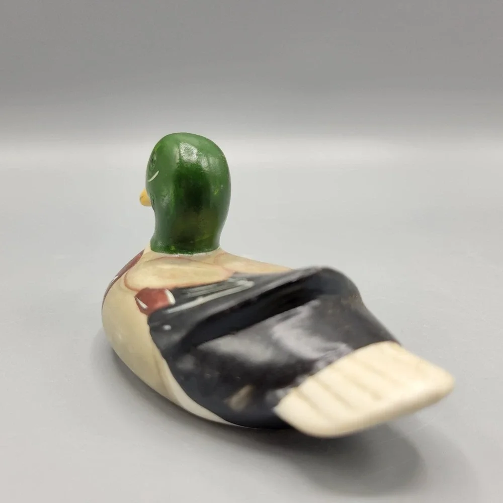 Vtg Hand Painted Ceramic Mallard Duck Figurine Decor Collectible 2